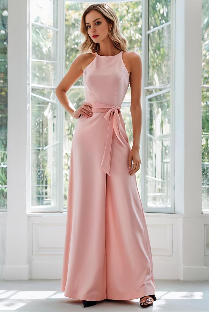 flowy chiffon one shoulder with three straps bridesmaid dress 102004