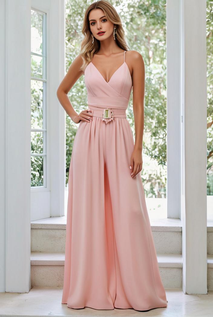 flowy chiffon one shoulder with three straps bridesmaid dress 102008