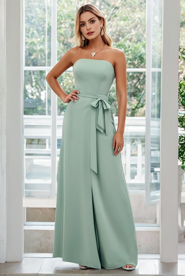 flowy chiffon one shoulder with three straps bridesmaid dress 102014