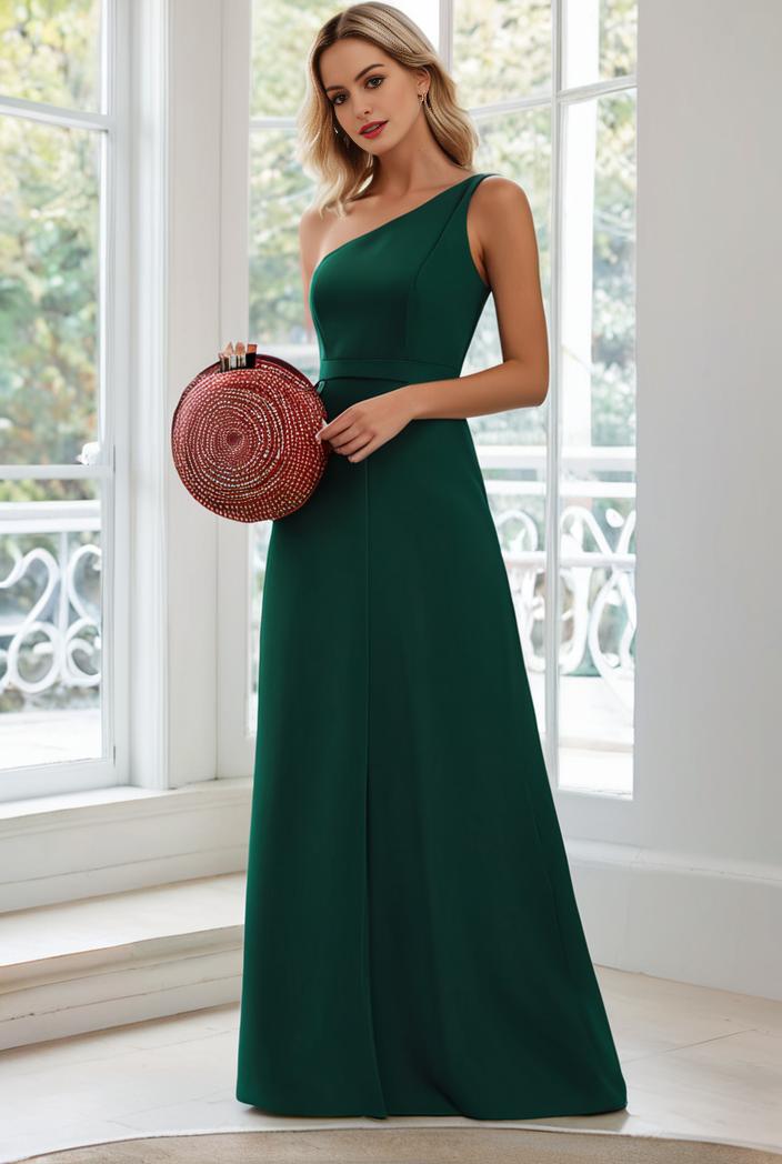 flowy chiffon one shoulder with three straps bridesmaid dress 102021