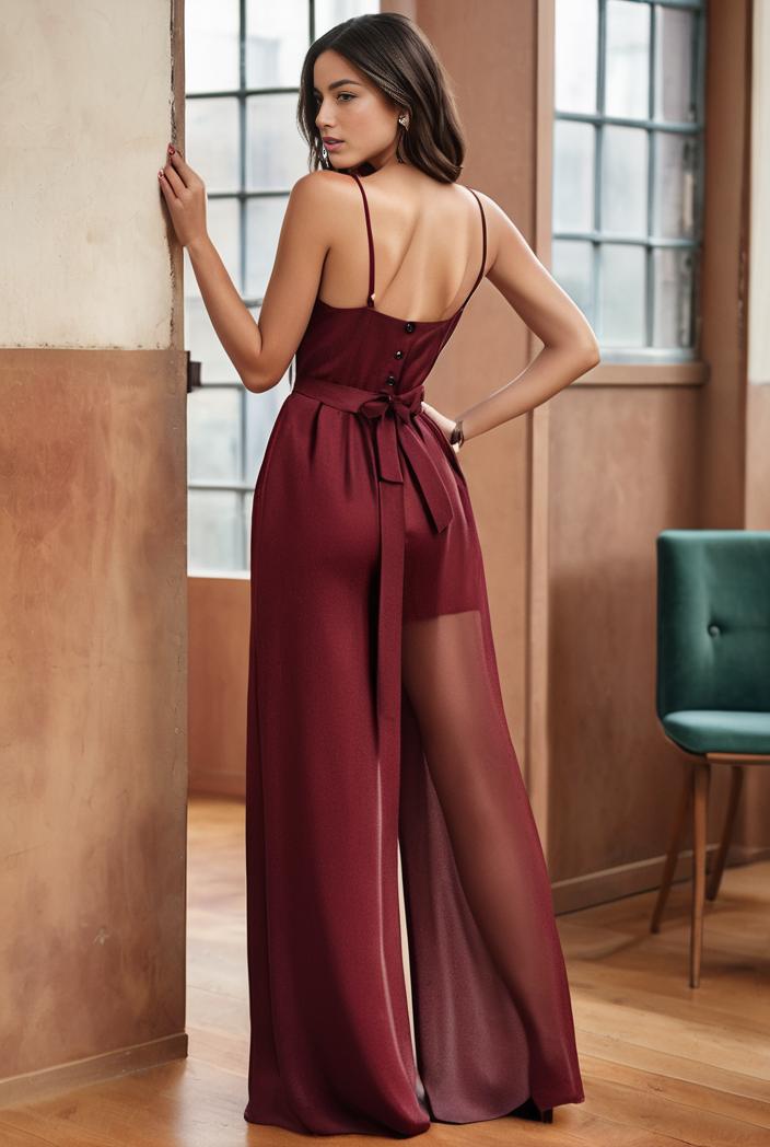 spaghetti strap 2 in 1 sheer evening dress 122284
