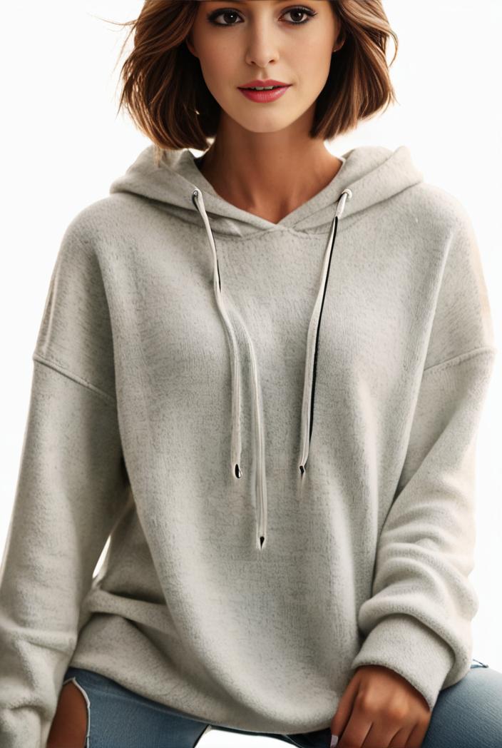 plus size casual hoodie women s plus solid ribbed long sleeve slight stretch hoodie drawstring sweatshirt 105127