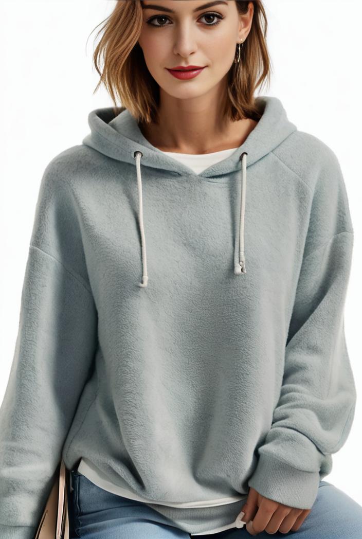 plus size casual hoodie women s plus solid ribbed long sleeve slight stretch hoodie drawstring sweatshirt 105151