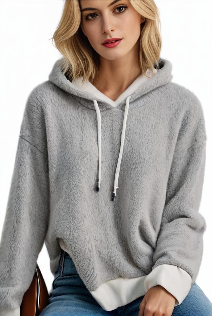 plus size casual hoodie women s plus solid ribbed long sleeve slight stretch hoodie drawstring sweatshirt 105155