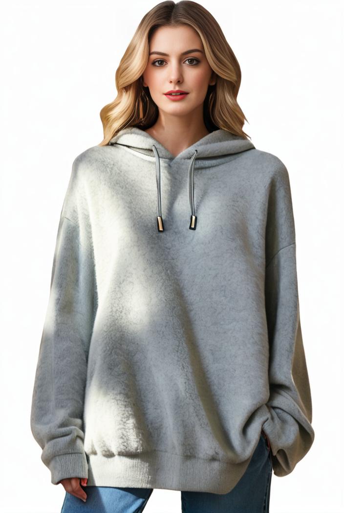 plus size casual hoodie women s plus solid ribbed long sleeve slight stretch hoodie drawstring sweatshirt 105159