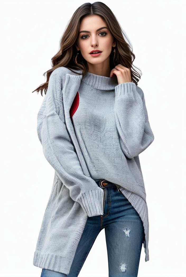 plus size casual sweater women s plus solid tassel trim long sleeve cowl neck high stretch jumper 105173