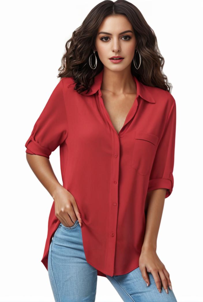 plus size formal shirt women s plus plain long sleeve turn down collar button up workwear shirt 105746
