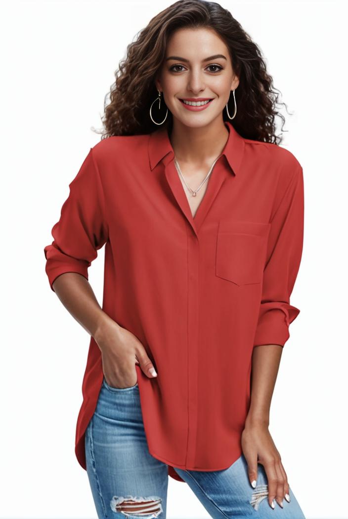 plus size formal shirt women s plus plain long sleeve turn down collar button up workwear shirt 105747