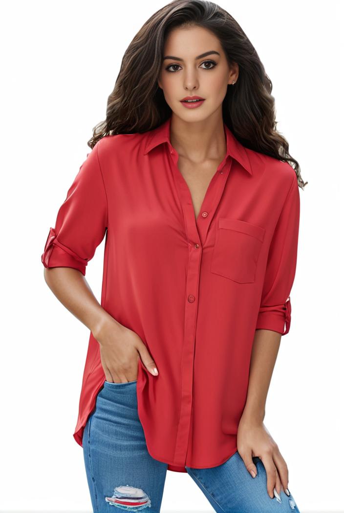 plus size formal shirt women s plus plain long sleeve turn down collar button up workwear shirt 105751