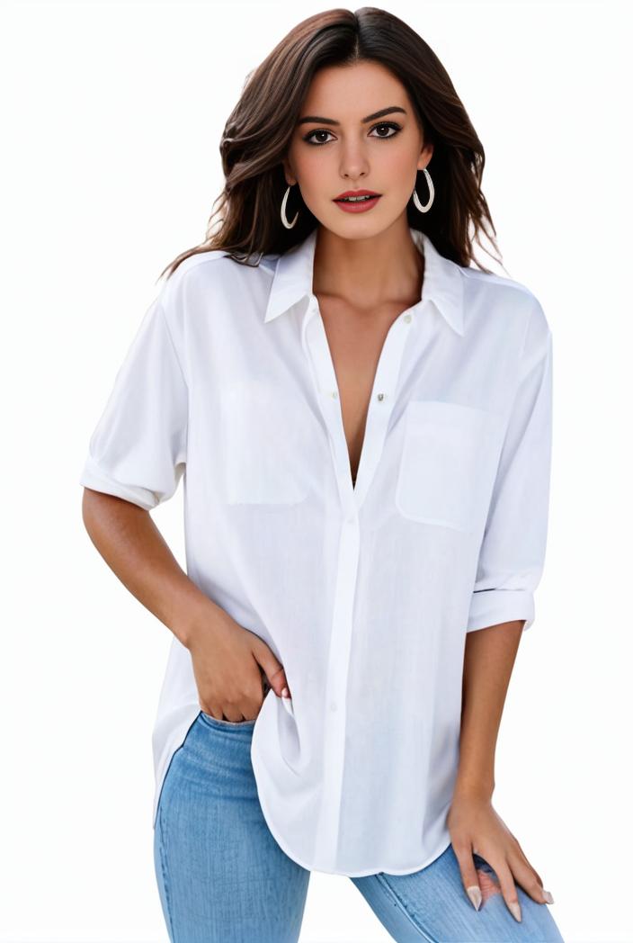 plus size formal shirt women s plus plain long sleeve turn down collar button up workwear shirt 105757