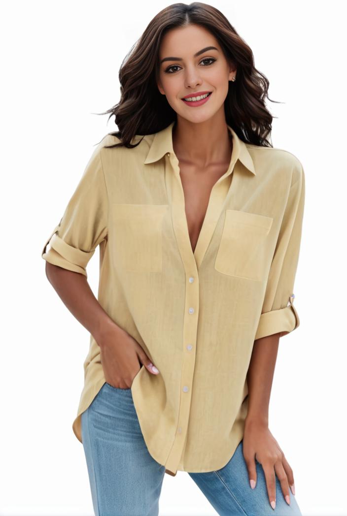 plus size formal shirt women s plus plain long sleeve turn down collar button up workwear shirt 105770