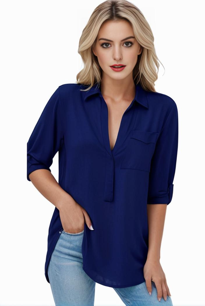 plus size formal shirt women s plus plain long sleeve turn down collar button up workwear shirt 105778