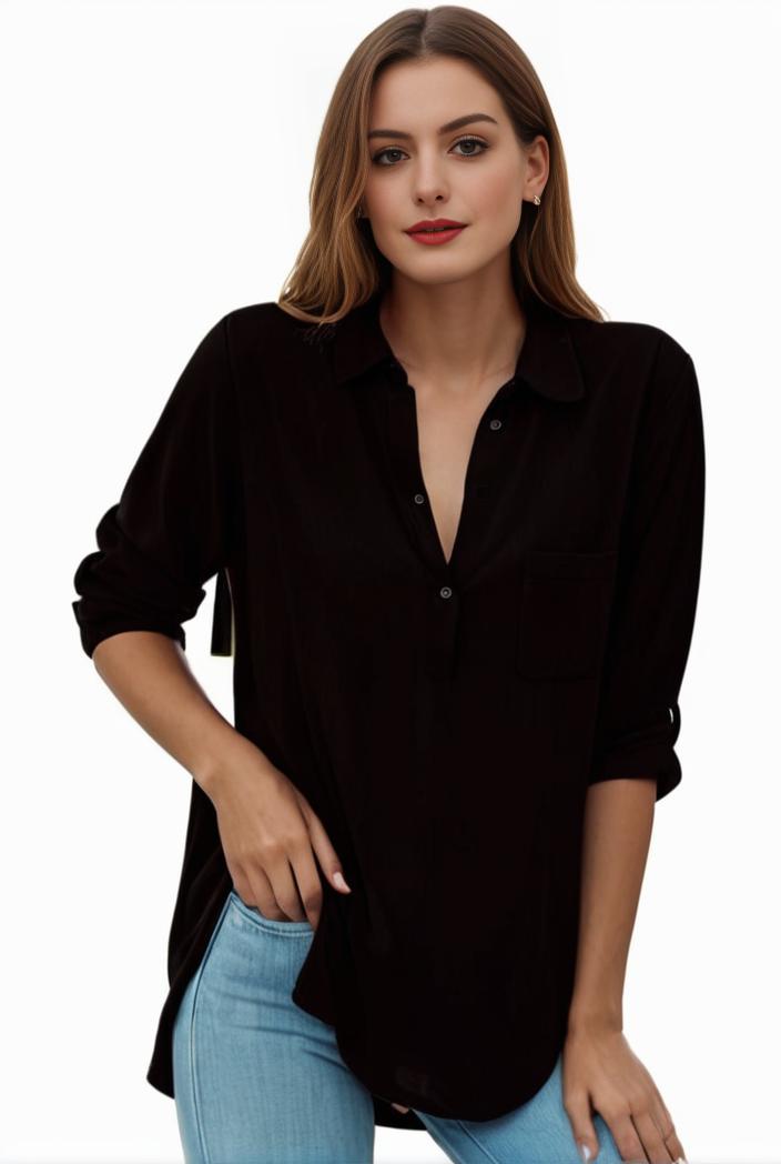 plus size formal shirt women s plus plain long sleeve turn down collar button up workwear shirt 105782