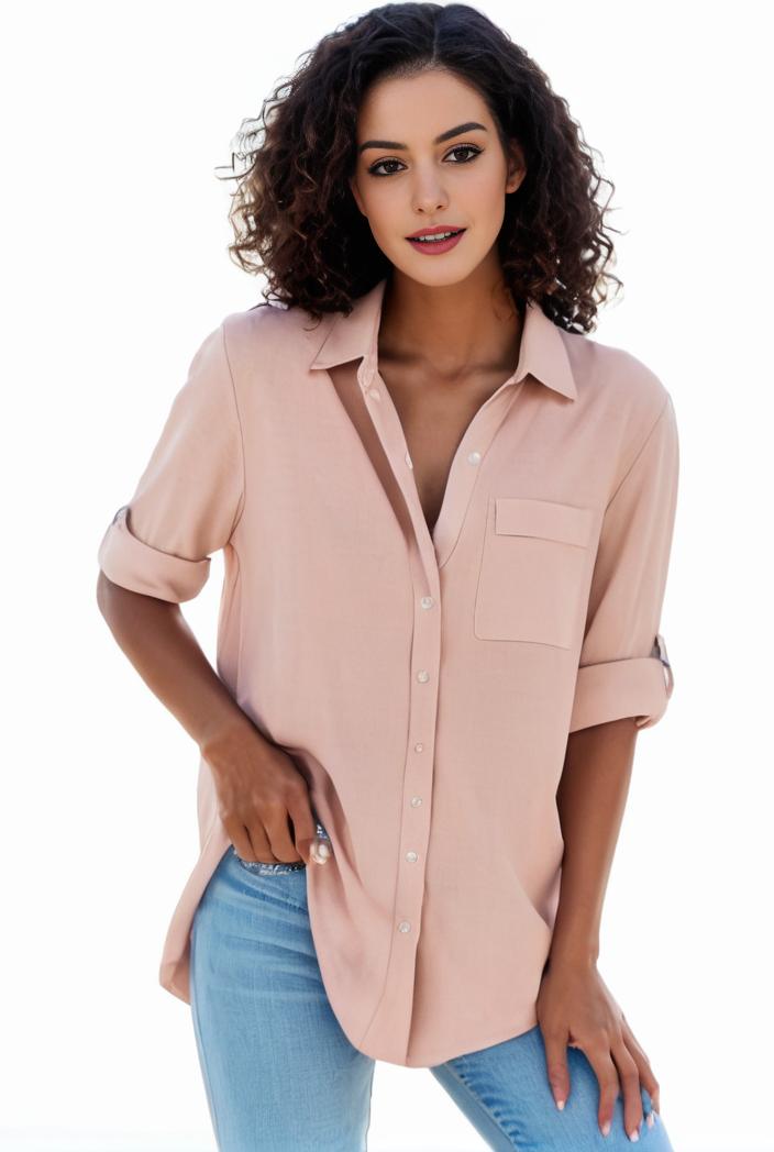 plus size formal shirt women s plus plain long sleeve turn down collar button up workwear shirt 105789