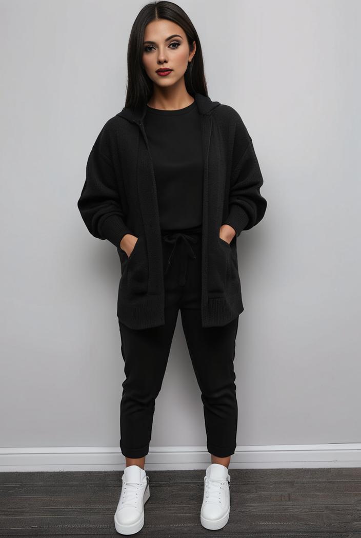 casual drawstring pants and hoodie combo set for women 101710