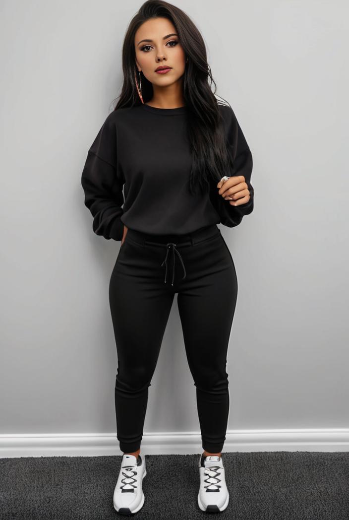 casual drawstring pants and hoodie combo set for women 101712
