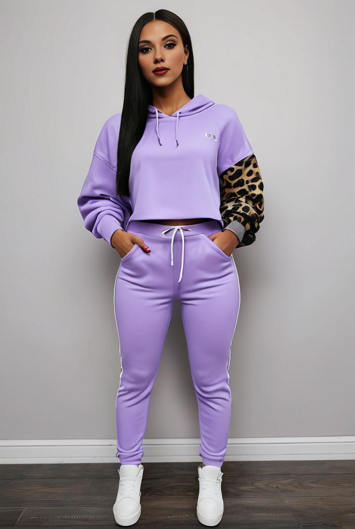 casual drawstring pants and hoodie combo set for women 101718
