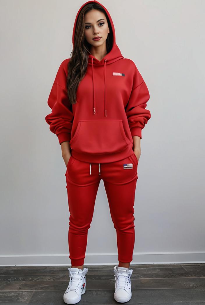 casual drawstring pants and hoodie combo set for women 101740