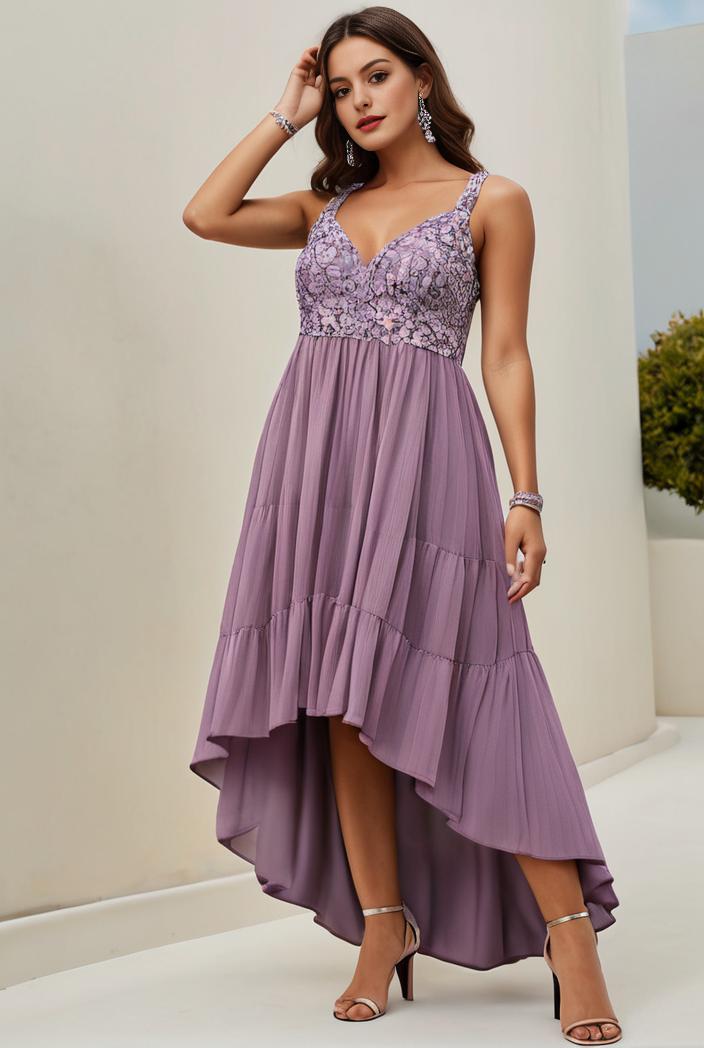 plus size sequin high low deep v neck tulle evening dresses 107242