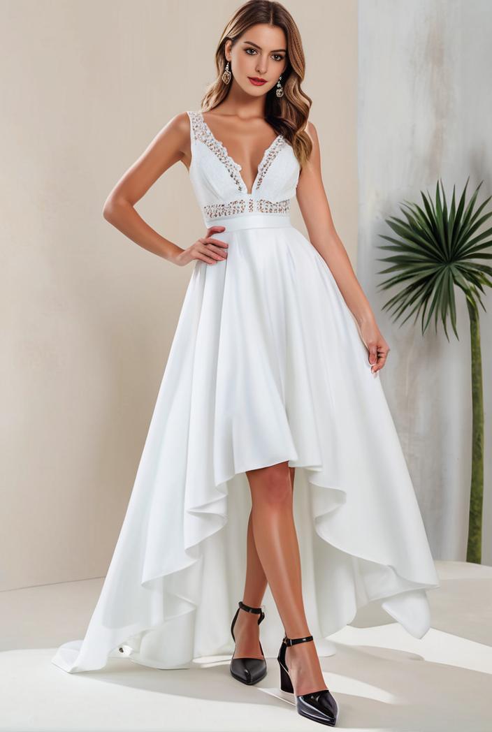 plus size sequin high low deep v neck tulle evening dresses 107268