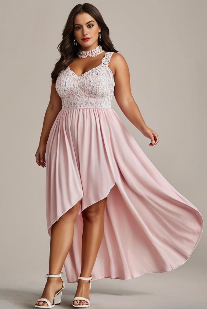 plus size sequin high low deep v neck tulle evening dresses 107316