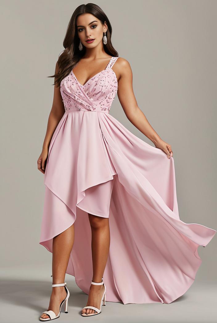plus size sequin high low deep v neck tulle evening dresses 107319