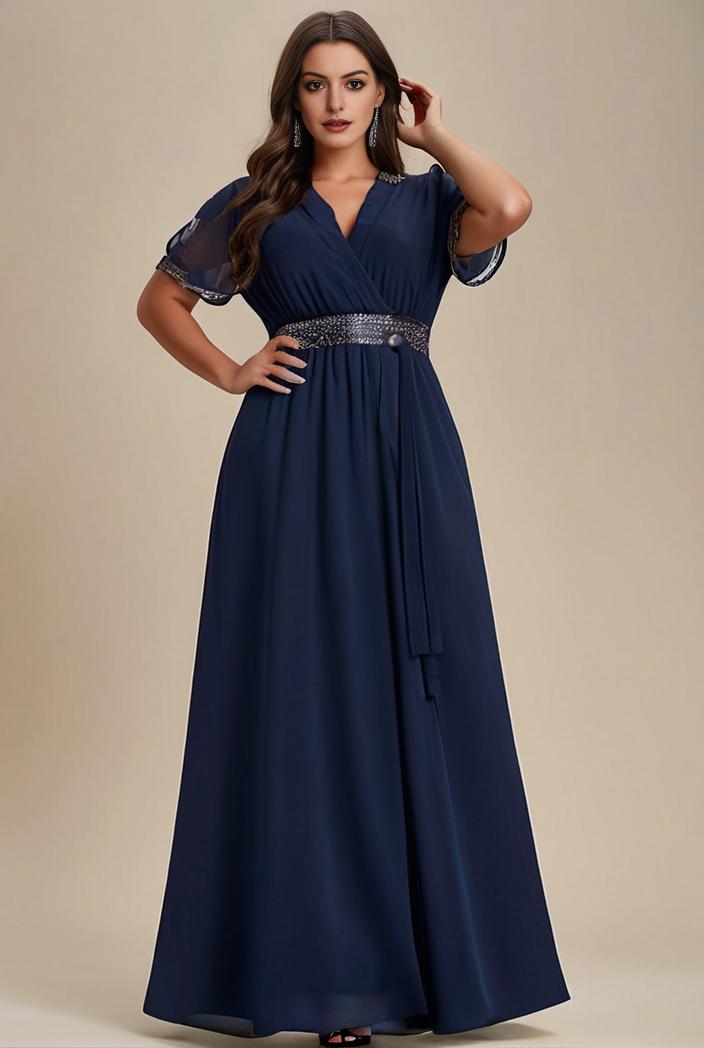 plus size simple chiffon pleated a line round neckline bridesmaid dress 107688