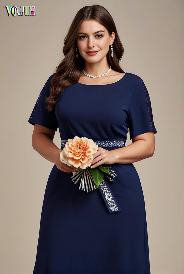 plus size simple chiffon pleated a line round neckline bridesmaid dress 107704