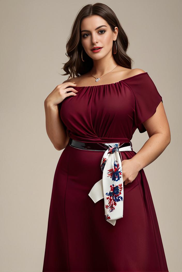 plus size simple chiffon pleated a line round neckline bridesmaid dress 107709