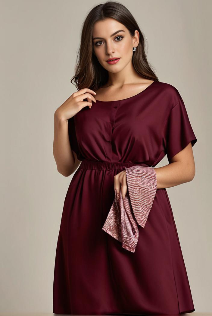 plus size simple chiffon pleated a line round neckline bridesmaid dress 107713