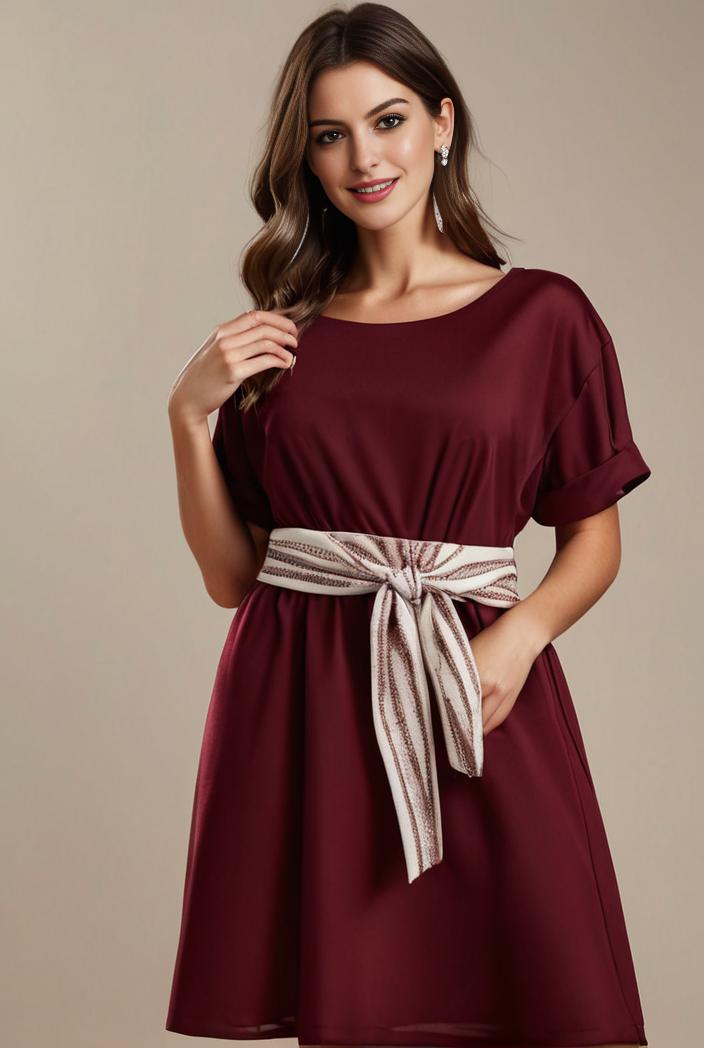 plus size simple chiffon pleated a line round neckline bridesmaid dress 107711