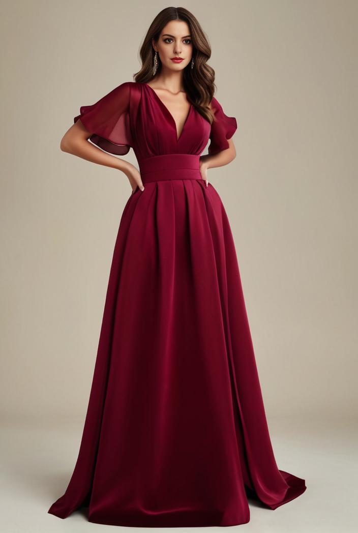 plus size simple chiffon pleated a line round neckline bridesmaid dress 107716