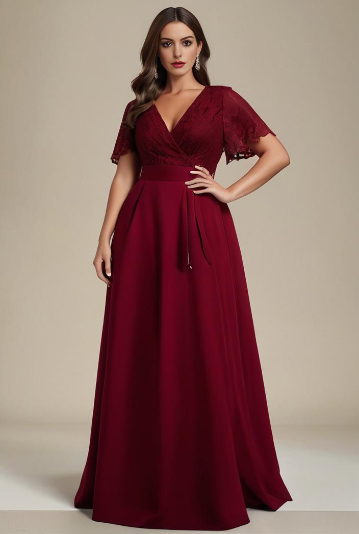 plus size simple chiffon pleated a line round neckline bridesmaid dress 107733