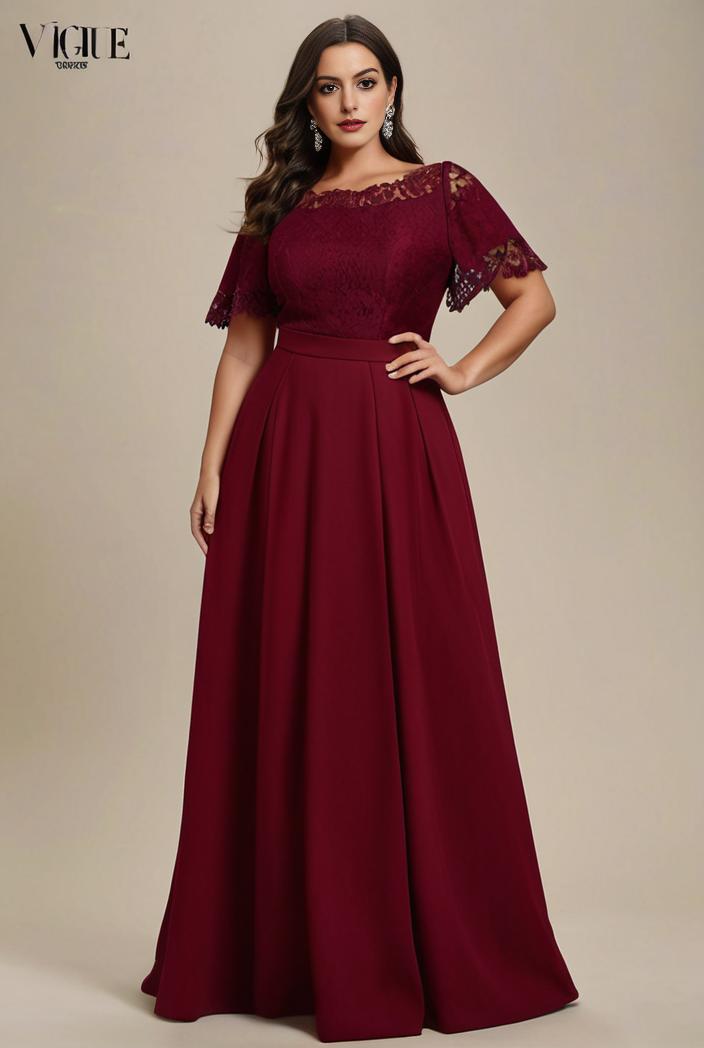 plus size simple chiffon pleated a line round neckline bridesmaid dress 107736