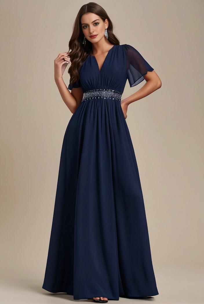 plus size simple chiffon pleated a line round neckline bridesmaid dress 107744