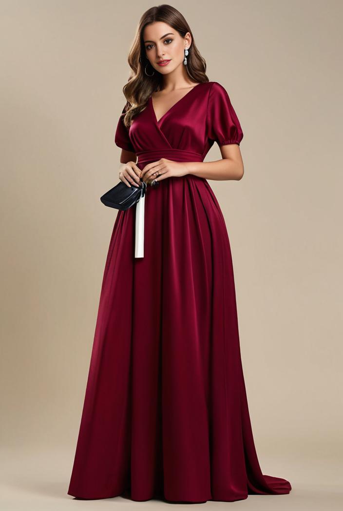 plus size simple chiffon pleated a line round neckline bridesmaid dress 107746