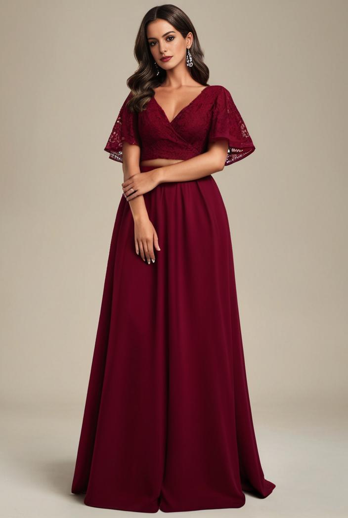 plus size simple chiffon pleated a line round neckline bridesmaid dress 107749