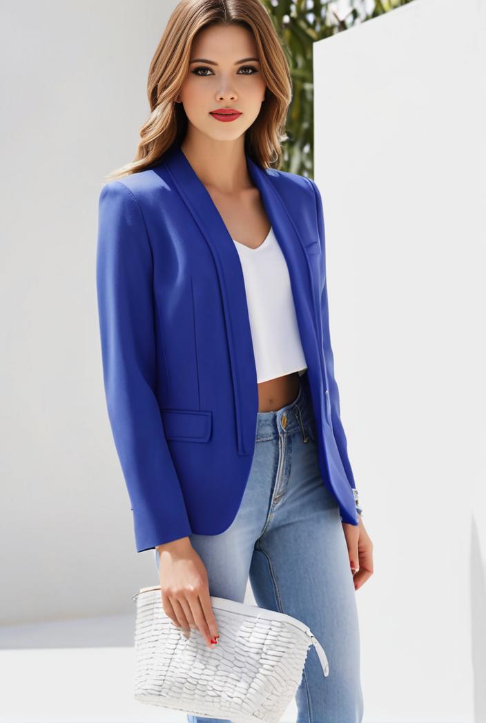 chic open front blazer with stylish pockets for women 103459