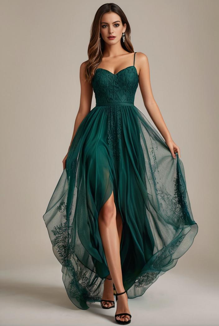 sequin bodice tulle high low evening dress with ribbon waist 109375