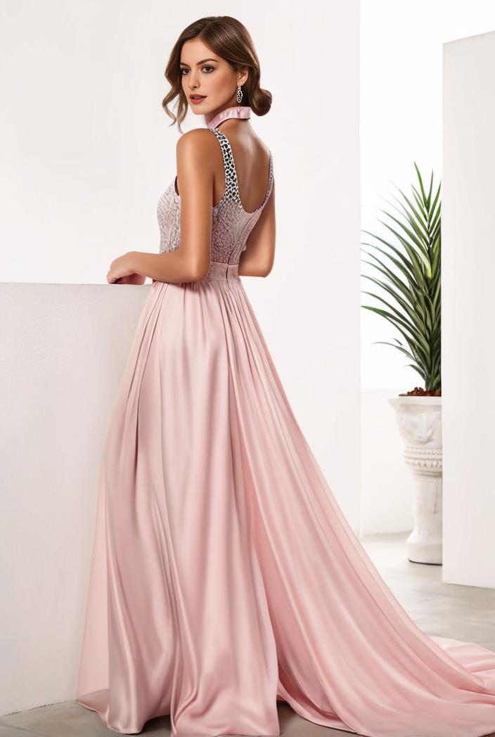 sequin bodice tulle high low evening dress with ribbon waist 109420