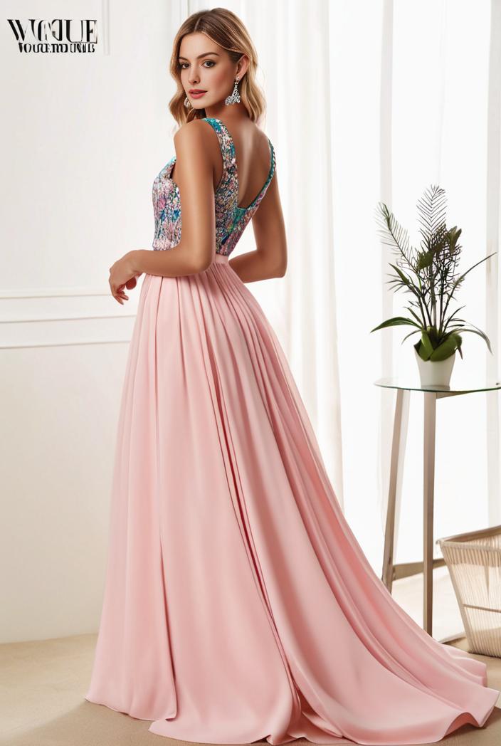 sequin bodice tulle high low evening dress with ribbon waist 109424