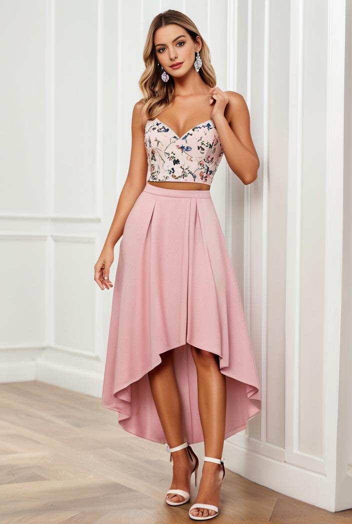 sequin bodice tulle high low evening dress with ribbon waist 109427