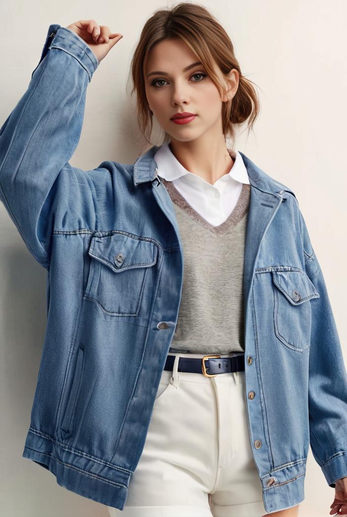 denim coat with flap pockets and lapel casual women s jacket in blue 106971