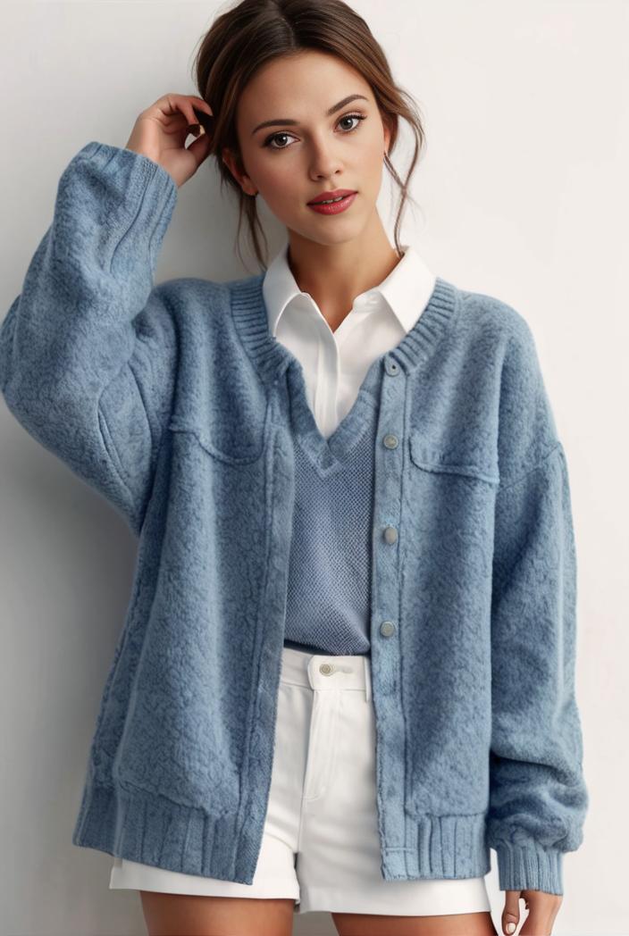 denim coat with flap pockets and lapel casual women s jacket in blue 106976