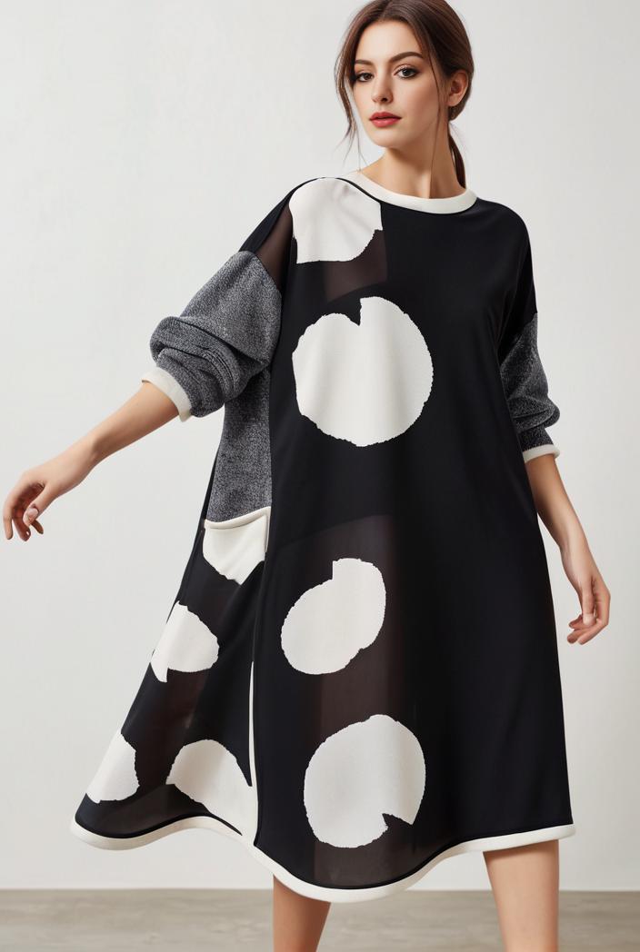size curve dresses plus size loose elegant floral pattern stitching midi dress 111311