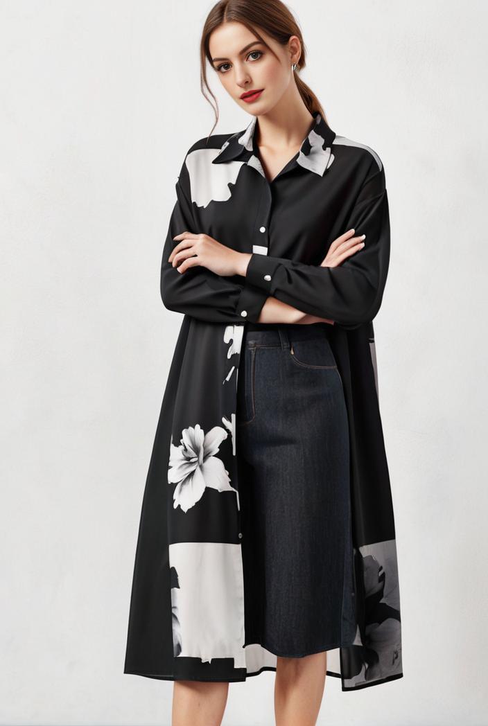 size curve dresses plus size loose elegant floral pattern stitching midi dress 111315