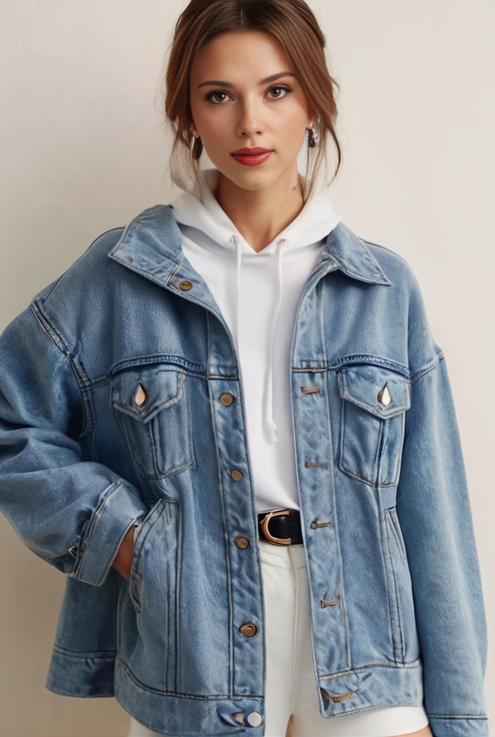 denim coat with flap pockets and lapel casual women s jacket in blue 106992