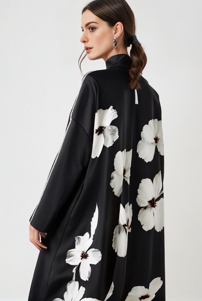 size curve dresses plus size loose elegant floral pattern stitching midi dress 111340