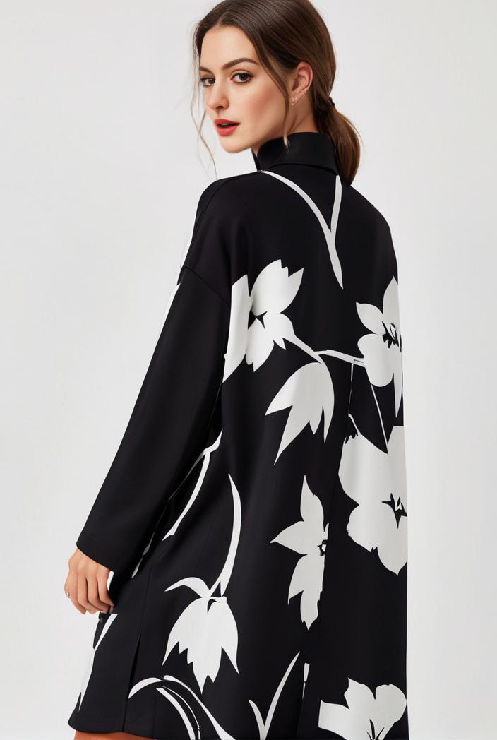 size curve dresses plus size loose elegant floral pattern stitching midi dress 111339