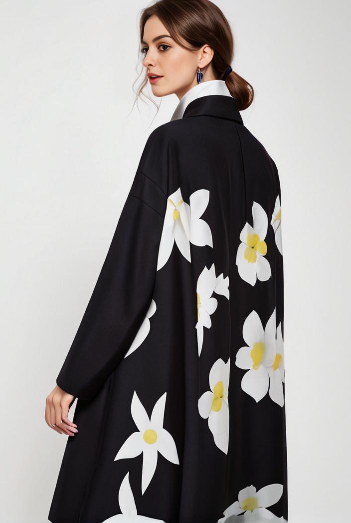 size curve dresses plus size loose elegant floral pattern stitching midi dress 111344